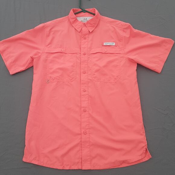 Realtree Fishing Shirt Size Small Salmon Button Up Short Sleeve Pockets Vented - Picture 1 of 10